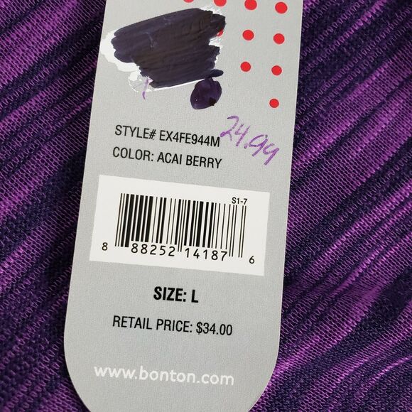 Exertek Women's Top T Shirt Size Large Space Dye Purple Long Sleeve Round Neck - Picture 7 of 7